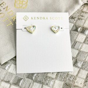 Kendra Scott Ari Heart Stud Earrings Gold Dichroic Glass